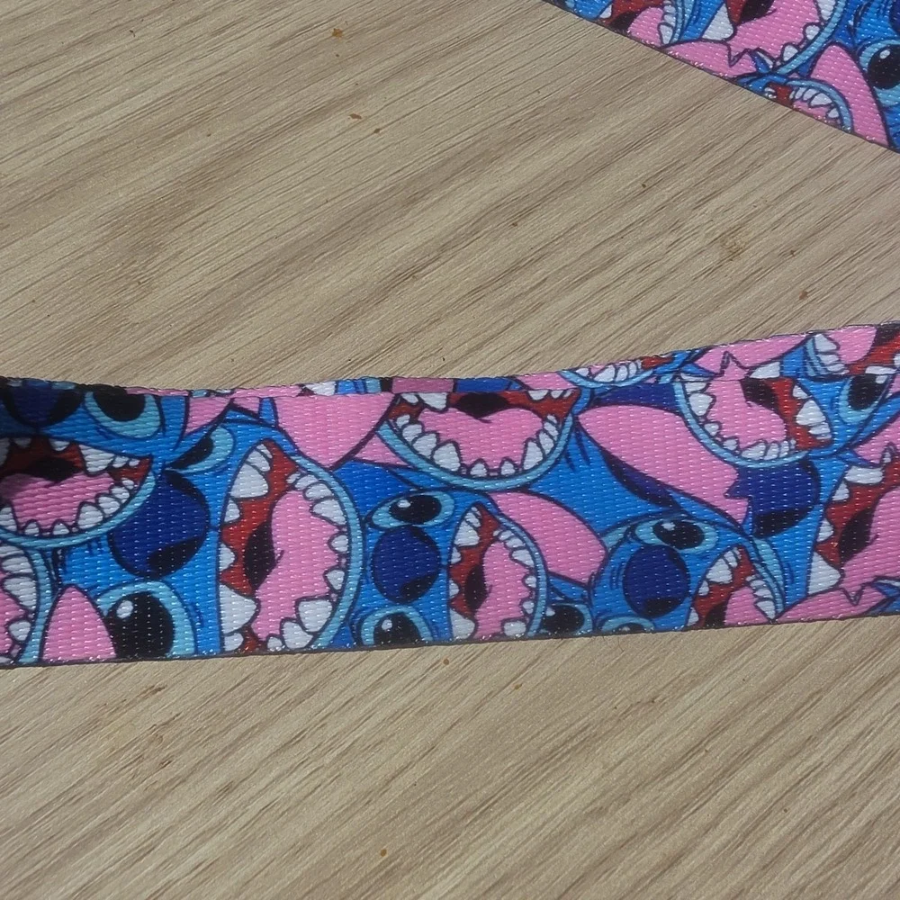 Disney Stitch Dog Leash Adjustable Nylon Strap Blue Pink Character Print